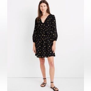 Madewell Petite Tie-Waist Mini Dress in French Daisies